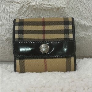 Elegant Tan and Black Burberry Plaid Women's Wallet